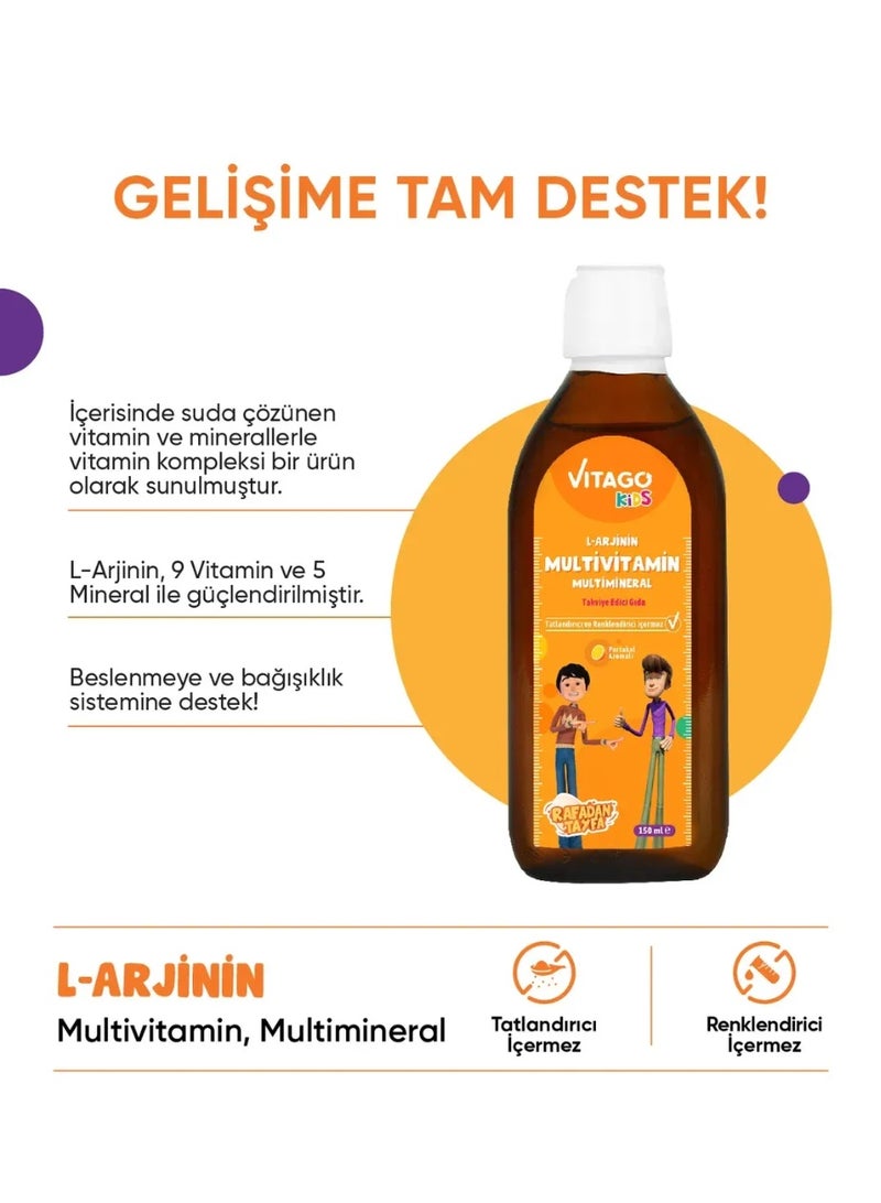 VITAGO Kids L-Arginine Growth Syrup to Increase Height and Multivitamin for Boys - 150ml - Image 5